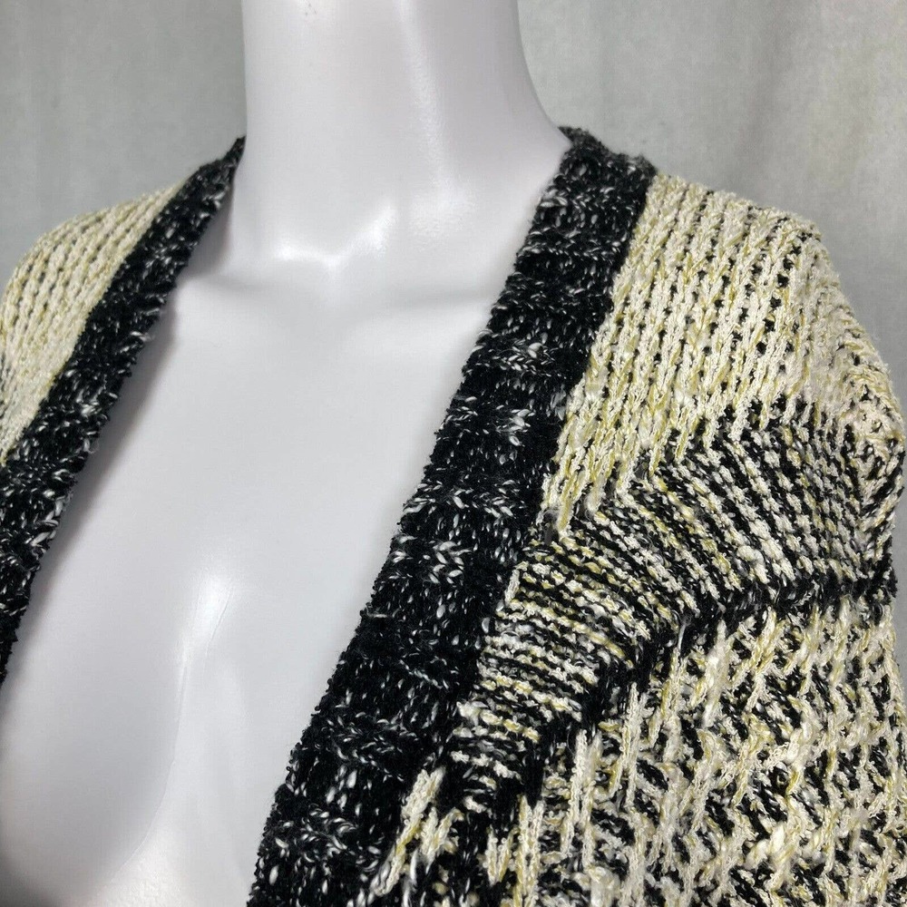 CAbi Carol Anderson Cardigan Womens Sz S Beige Black Short Sleeve Provence - Picture 2 of 10